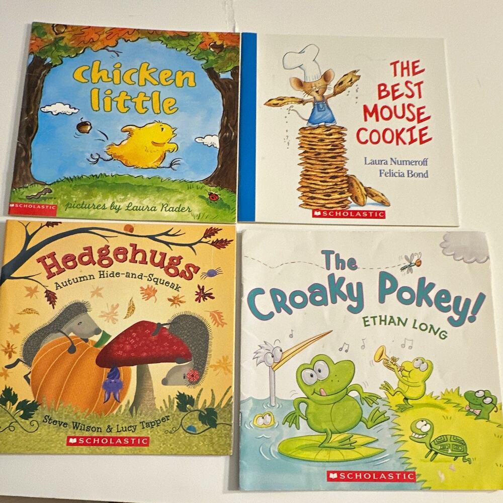 Scholastic 4 Picture Books Lot Paperback Ages 4-8 Chicken Little Hedgehugs